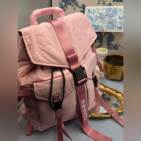 🆕 GANNI 🧿 NWT Recycled Tech Backpack, Bubblegum Pink - Picture 3 of 13
